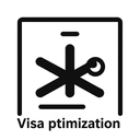 Минималистичная одноцветная иконка оптимизации виз на белом фоне для сервиса авиабилетов Tradetravel