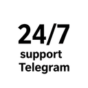 Минималистичная одноцветная иконка поддержки в Telegram 24/7 на белом фоне для сайта Tradetravel